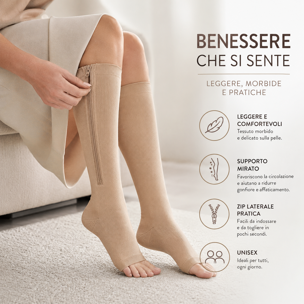 Calze A Compressione con Zip