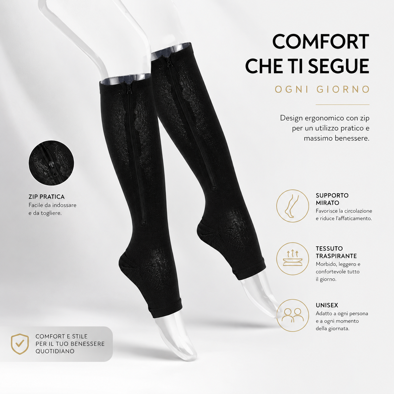 Calze A Compressione con Zip